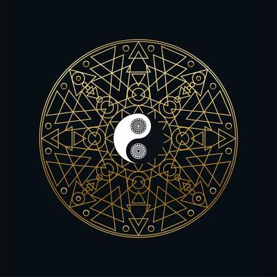 Meditation Template with Yin Yang Sign In Mandala