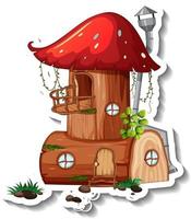 A sticker template with Mushroom house isolated vector