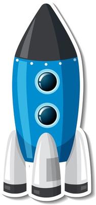 Sticker template with spaceship isolated