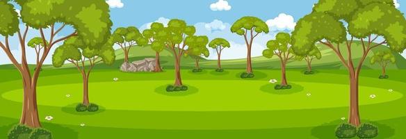 Forest horizontal scene at day time with many trees vector