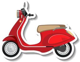 una plantilla de pegatina con un scooter rojo aislado vector