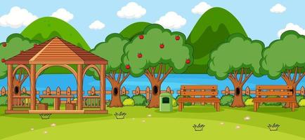 Outdoor scene with pavilion in the park vector