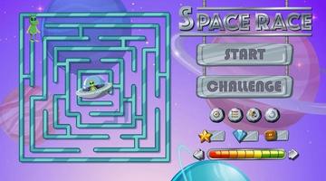 Maze game with space theme template vector