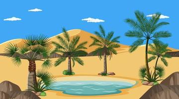 Desert forest landscape at daytime scene with various desert plants vector