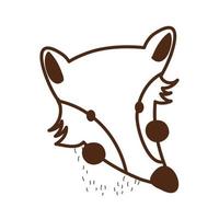 cute fox wild animal character icon vector
