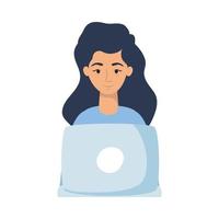 Avatar woman with laptop vector design