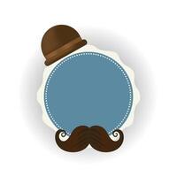 hat with mustache around seal stamp vector design