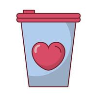 Love heart on coffee mug vector design