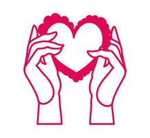 happy valentines day hands lifting heart vector