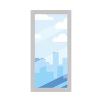 window with view of city buildings vector design