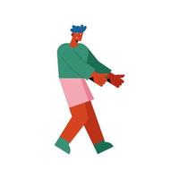 hombre afro caminando vector