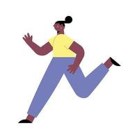 afro woman running vector