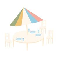 table and umbrella vector