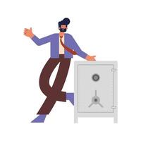 rich man with safebox vector