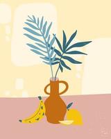 vase and fruits vector