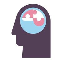 profile brain puzzle vector