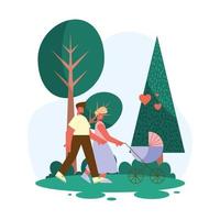 couple with cart vector