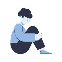 man sad seated vector