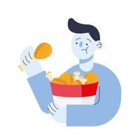 man eating chicken vector