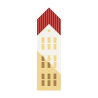 three story building red and white colors minimal city icon vector