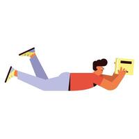 man lying reading vector