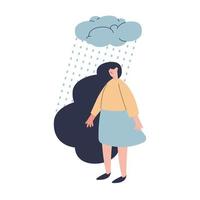 mujer en lluvia vector