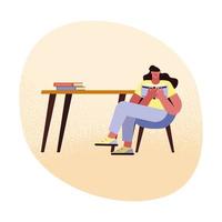 mujer leyendo libros vector