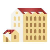 four story building red and white colors minimal city icon vector