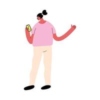 mujer con smartphone vector