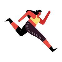 young brunette woman athlete running character vector