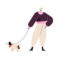 young woman wearing medical mask with cute dog vector