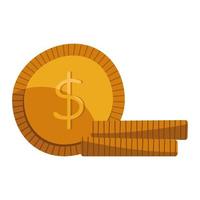 monedas en efectivo dinero dólares icono vector