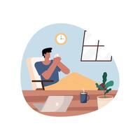 young man using smartphone in the office character vector