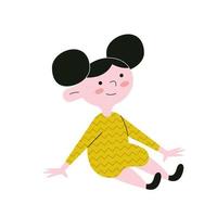 happy little girl kid with yellow dress character vector