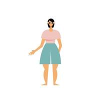 young woman with pink blouse character vector