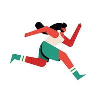 young woman athlete running character vector