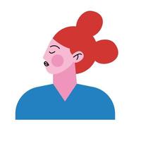 young woman with red hair avatar character vector