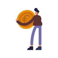 Man cartoon with coin vector design