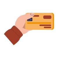 mano que sostiene el diseño del vector de la tarjeta de débito