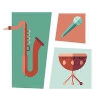 saxophone microphone and kettle instrument vector design