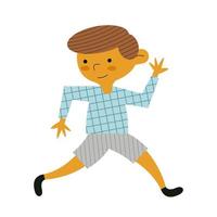 happy little boy kid with checkered shirt character vector