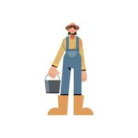 Farmer woman with bucket and overall vector design