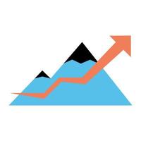 infographic increase arrow in front of pyramid mountains vector design