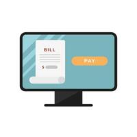 Bill paper and pay button in computer vector design