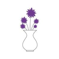 flowers inside vase vector design