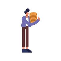 Man cartoon with coins vector design