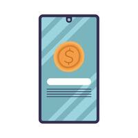 Coin in smartphone vector design