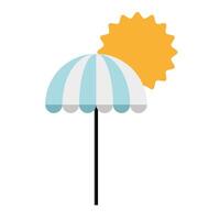 sun summer and umbrella flat style icon vector