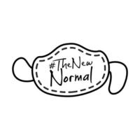 new normal lettering campaign in face mask hand made line style vector