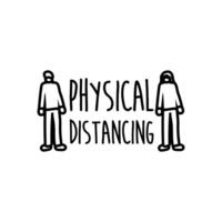 physical distancing lettering campaign hand made line style vector